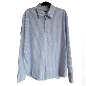 Hugo Boss Men's Button Up Blue Striped Collared Shirt Sz.18